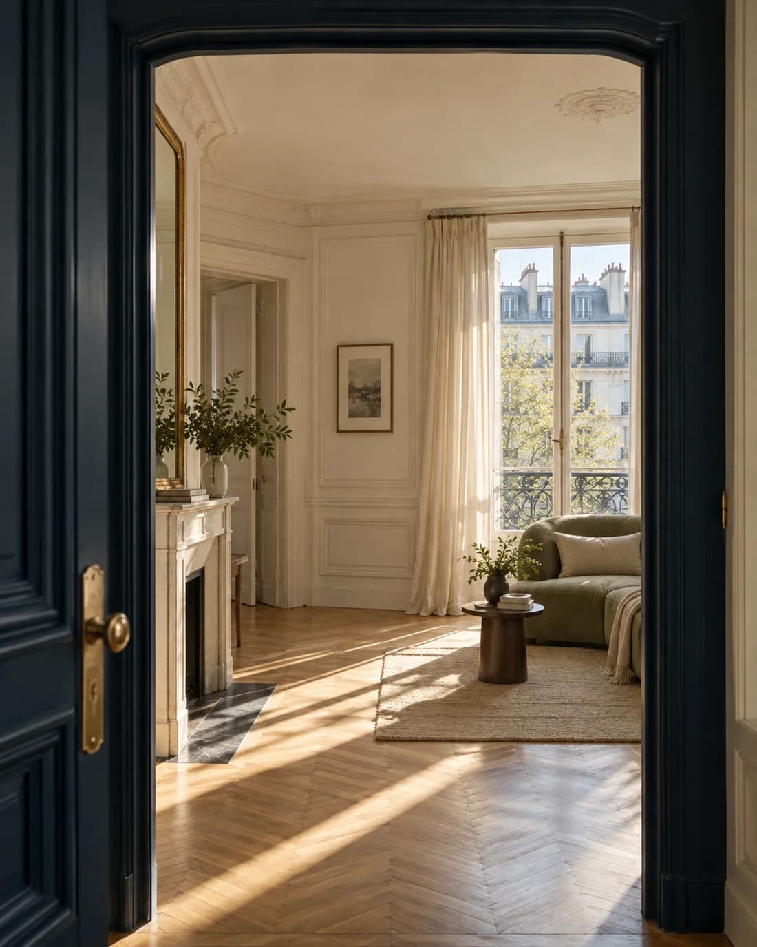 An open door into a bright apartment
